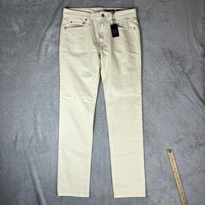 Bonobos Tailored Olimpias Fabrics Chino Pants Cream Mens 30x32 (Fits 32x32) NEW